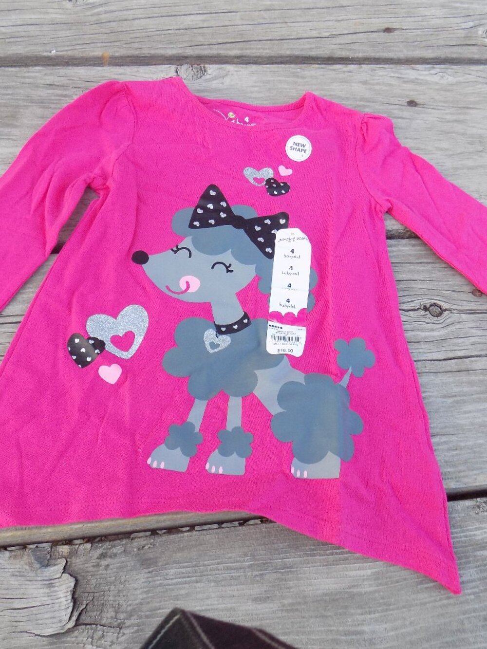 JELLY BEAN BABYDOLL Pink Poodle  Long Sleeved Top Sz 4 NWT